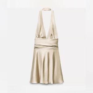 Zara Cream Halter Mini Dress